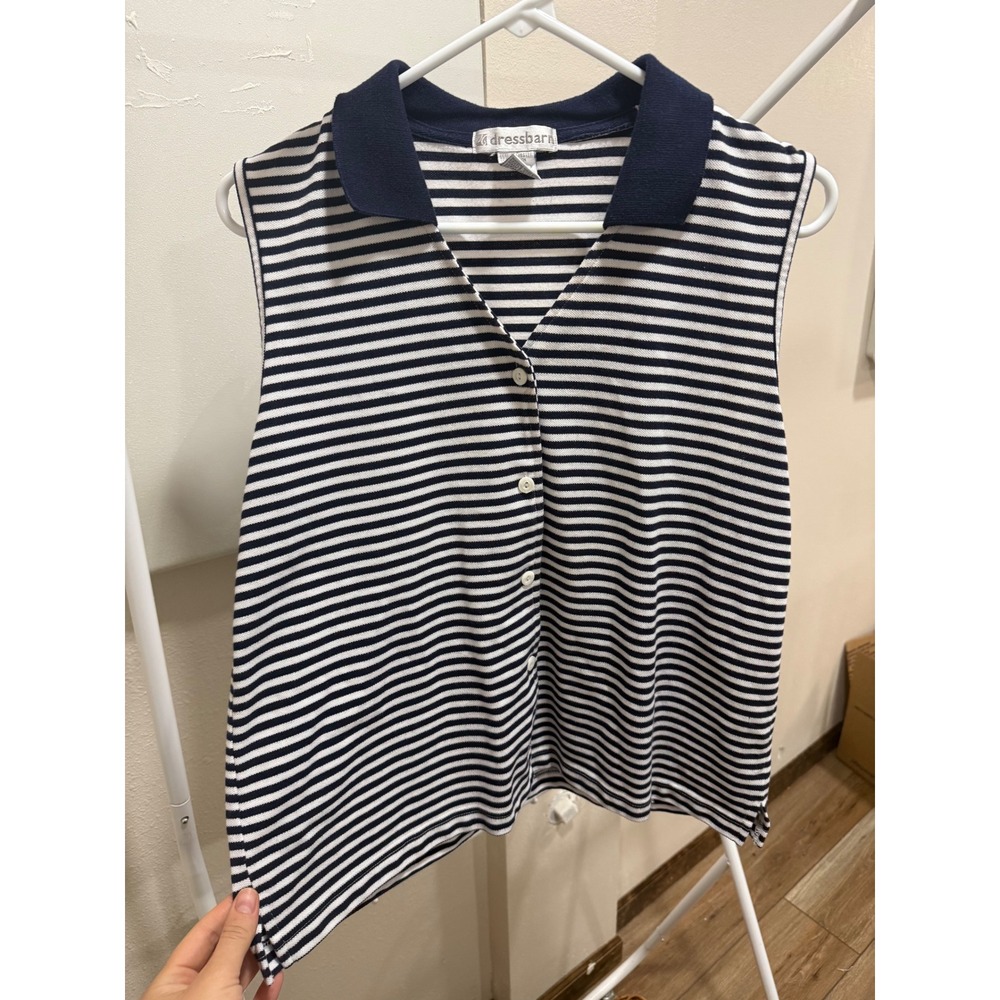 Coastal Grandma 90s Sailboat Blue Stripe Tank‎ Size Large Dressbarn Size Large